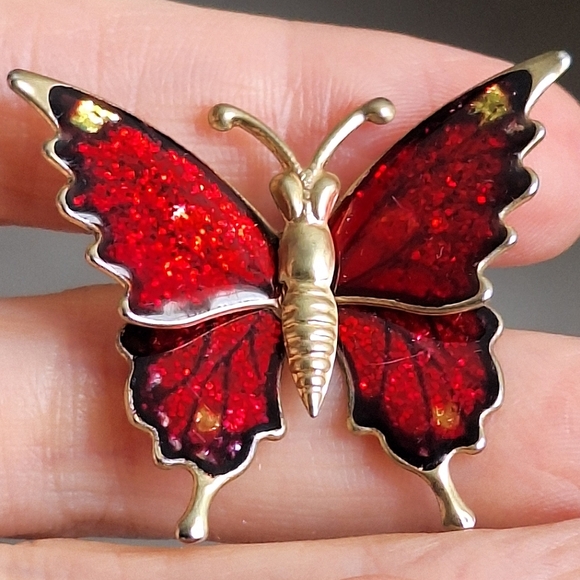 Source Unknown Jewelry - Red Butterfly Brooch